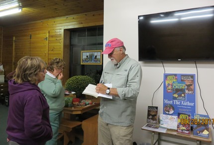 .Author Karl Stewart gave a presentation at the Kingston Library last Thursday.  Afterwards Mr. Stewart was more than happy to autograph a book for Betty Kastenschmidt.